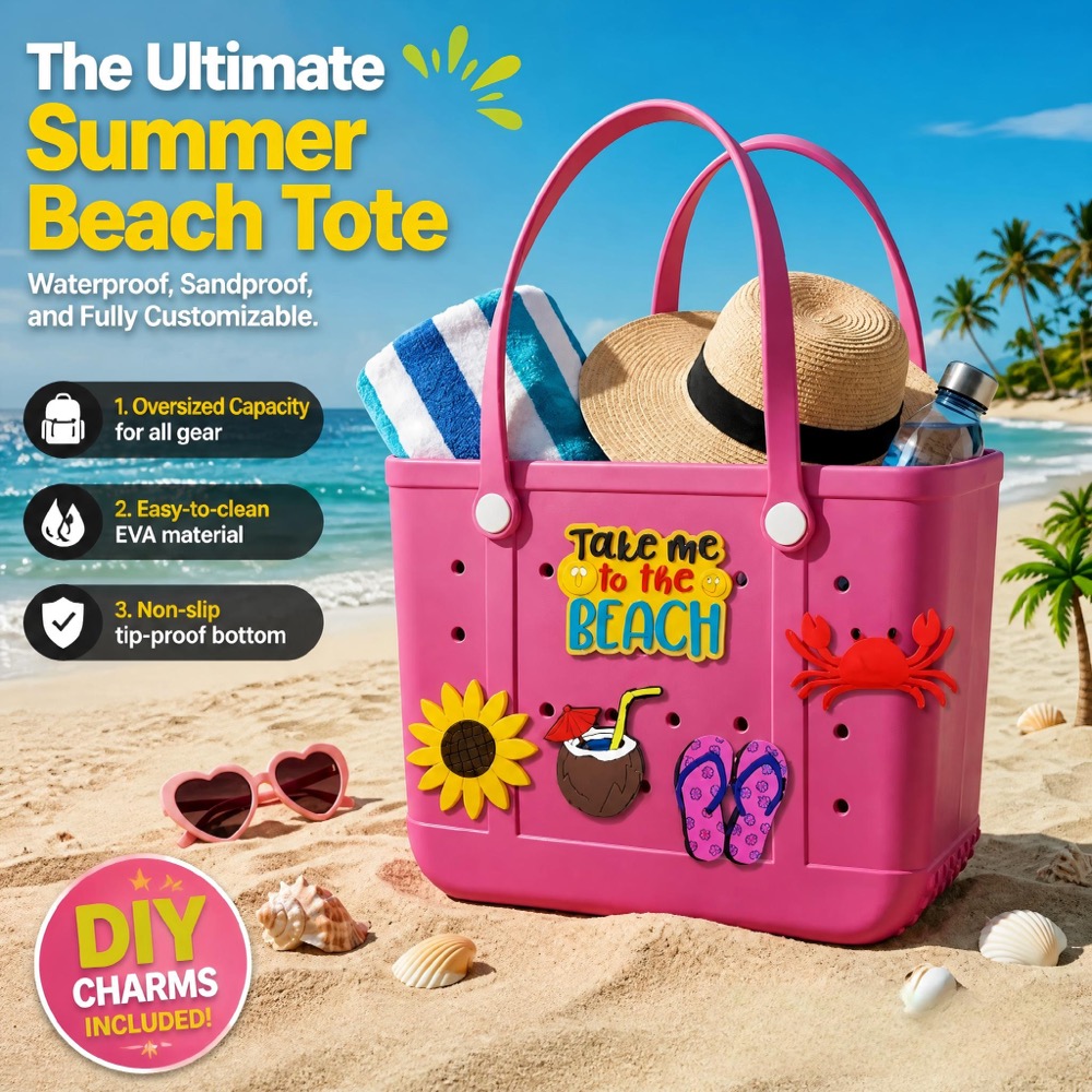 Handbags - Ladies Oversized Rubber Beach Bag Handbag,