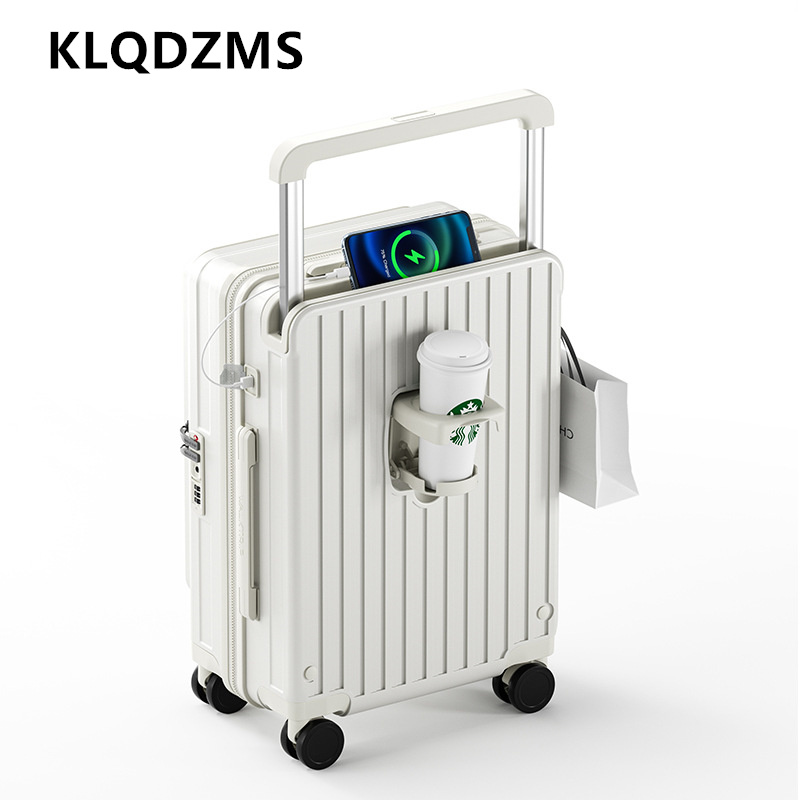 KLQDZMS Charging Suitcase Fron - đánh giá và giá Front Opening Laptop Luggage 24 Inch
