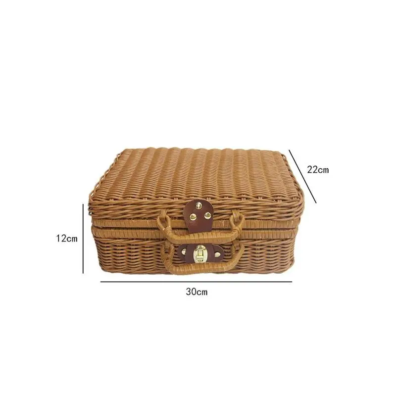 Basket Rattan Wicker Suitcase  - đánh giá và giá Retro Vintage Trunk Suitcase